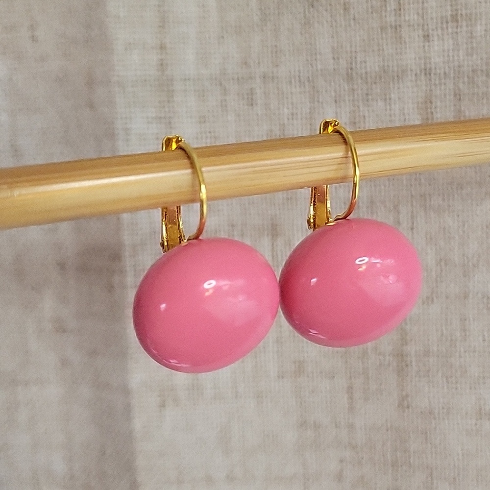 Pink Retro Ball Earrings
